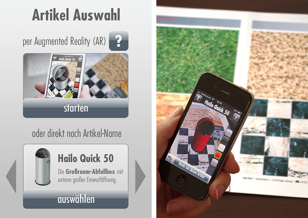 Startscreen und iPhone im Augmented Reality Modus